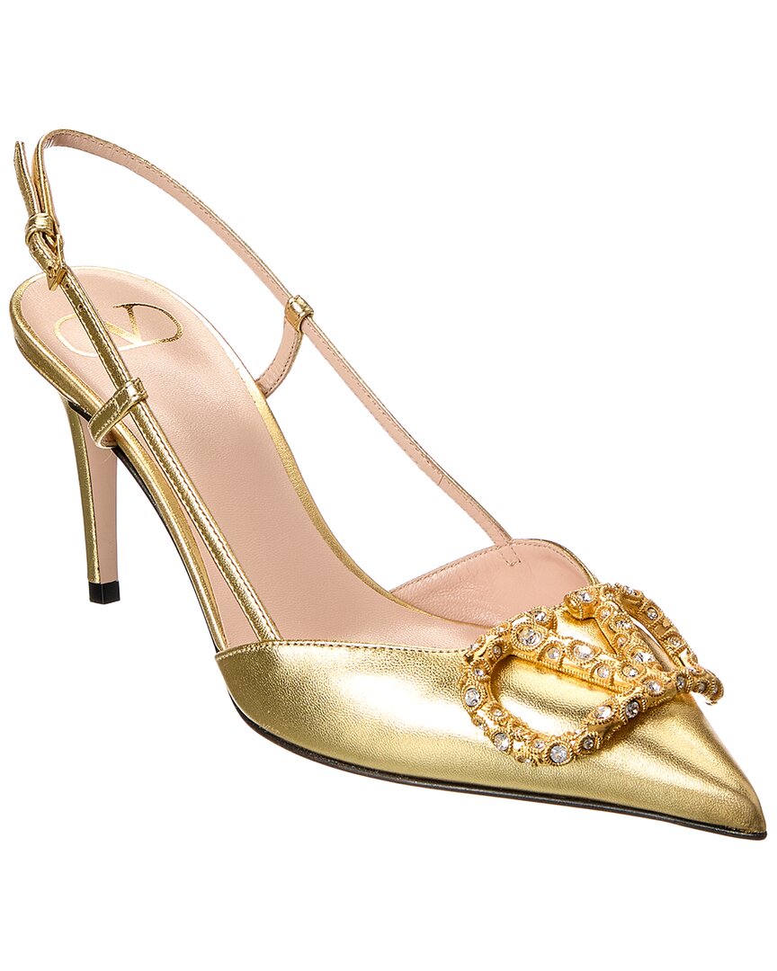Valentino Vlogo Signature 80 Leather Slingback Pump In Yellow