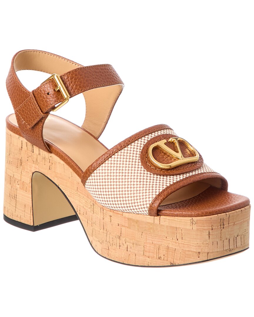 Valentino Garavani Valentino Vlogo 80 Canvas & Leather Platform Sandal In Brown