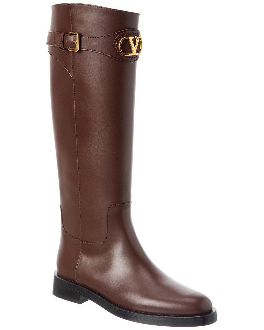 Valentino Gold Vlogo 30 Leather Knee-Boot