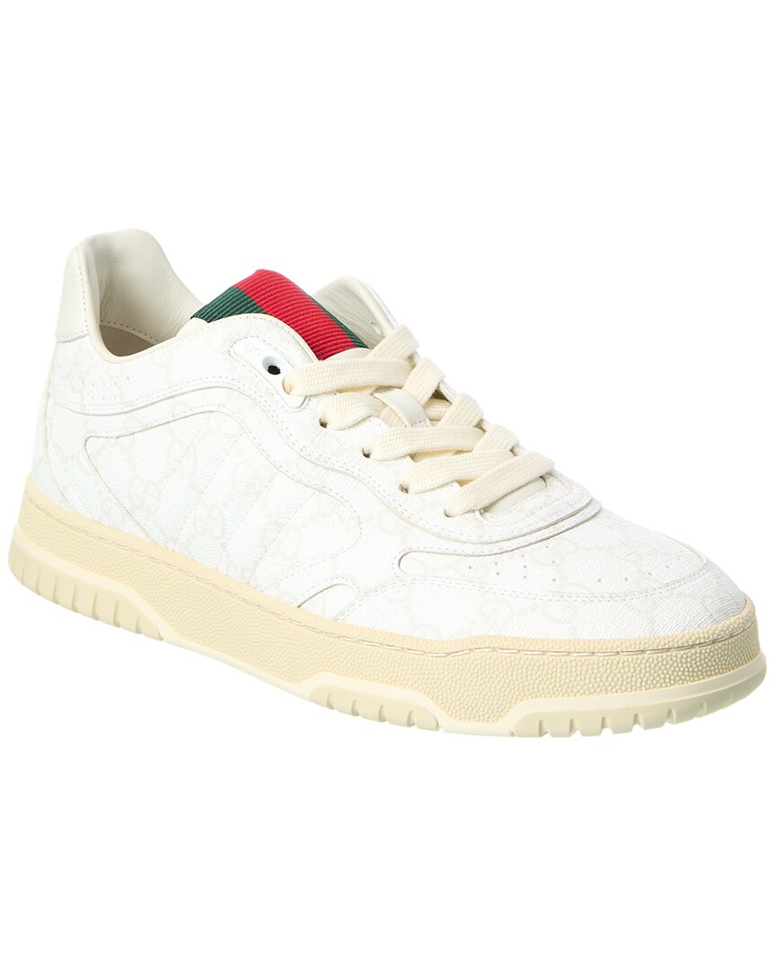 Gucci Re-web White Low Top Sneakers With Web Detail And Embossing In Leather Woman