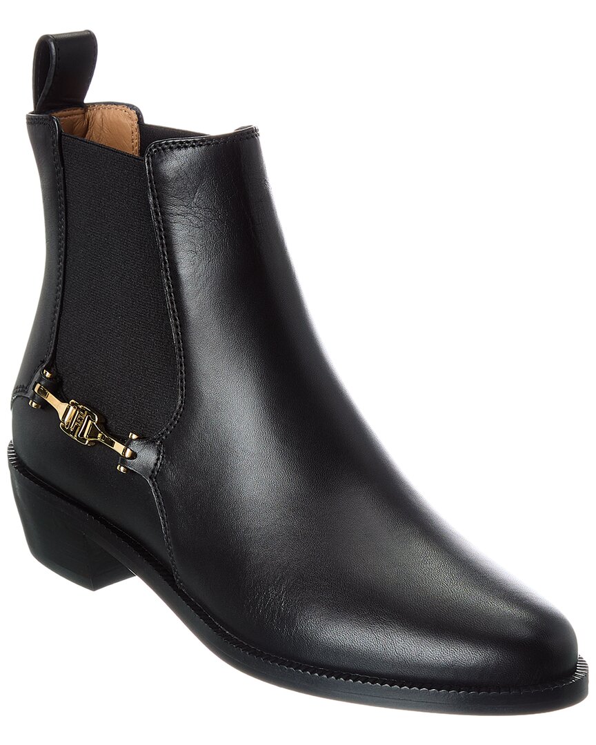 Ferragamo Chelsea Leather Bootie In Black