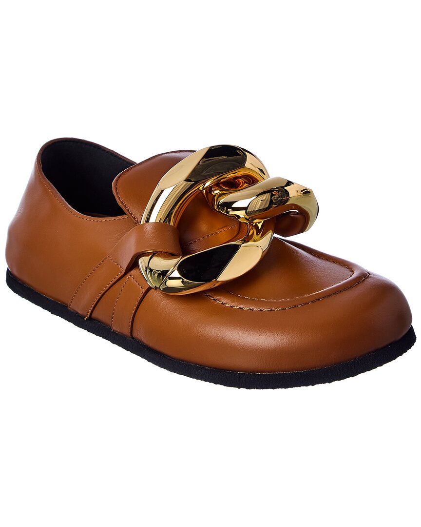 Shop Jw Anderson Chain Leather Loafer In Brown