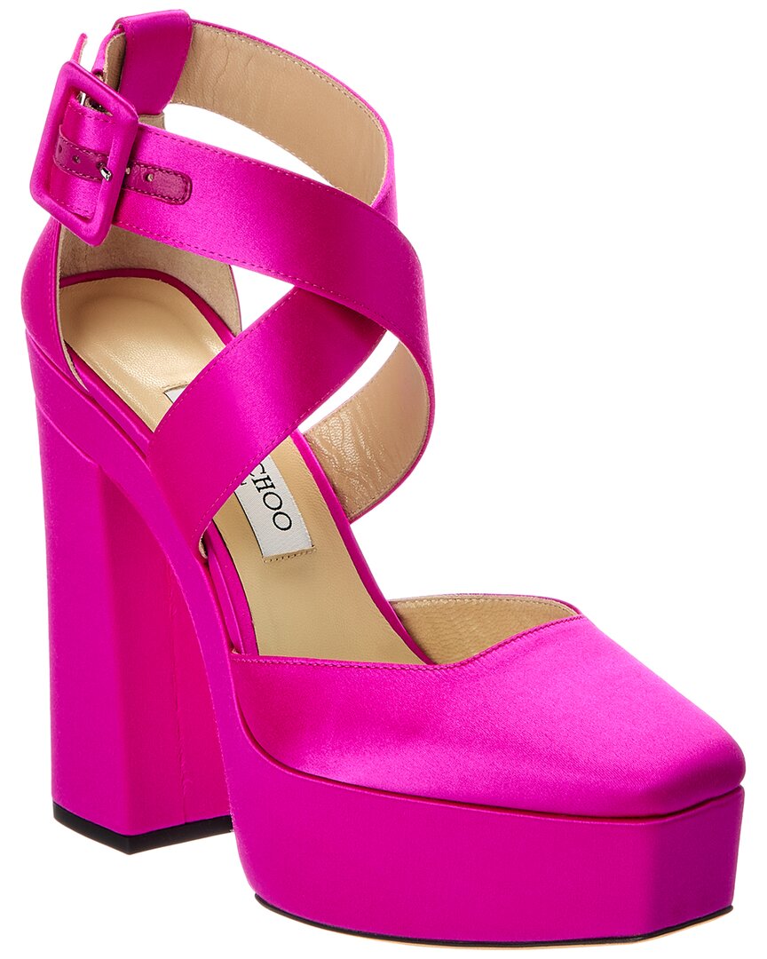 Jimmy Choo Gian 140 Satin Platform Pump In Pink