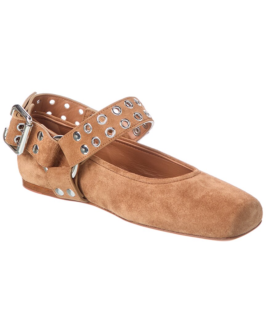 Alaïa Biker Suede Ballet Flat In Brown