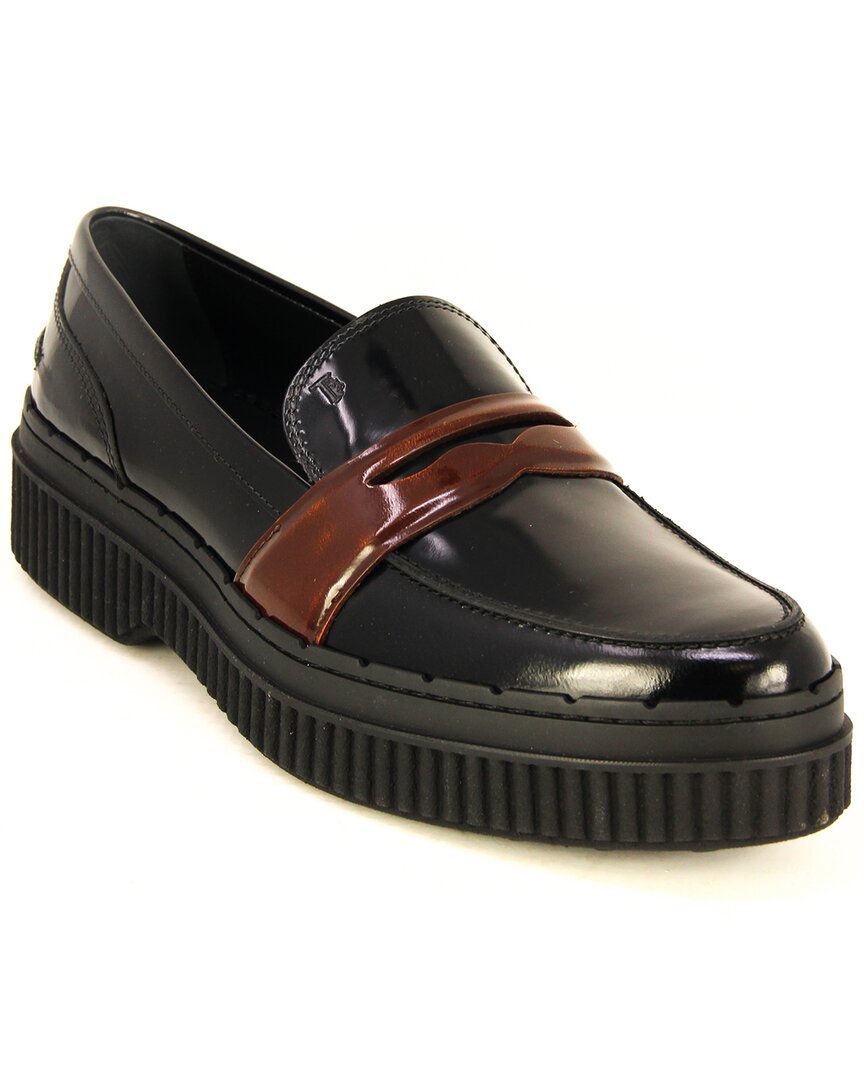 Tod's Traversina Patent Moccasin In Black