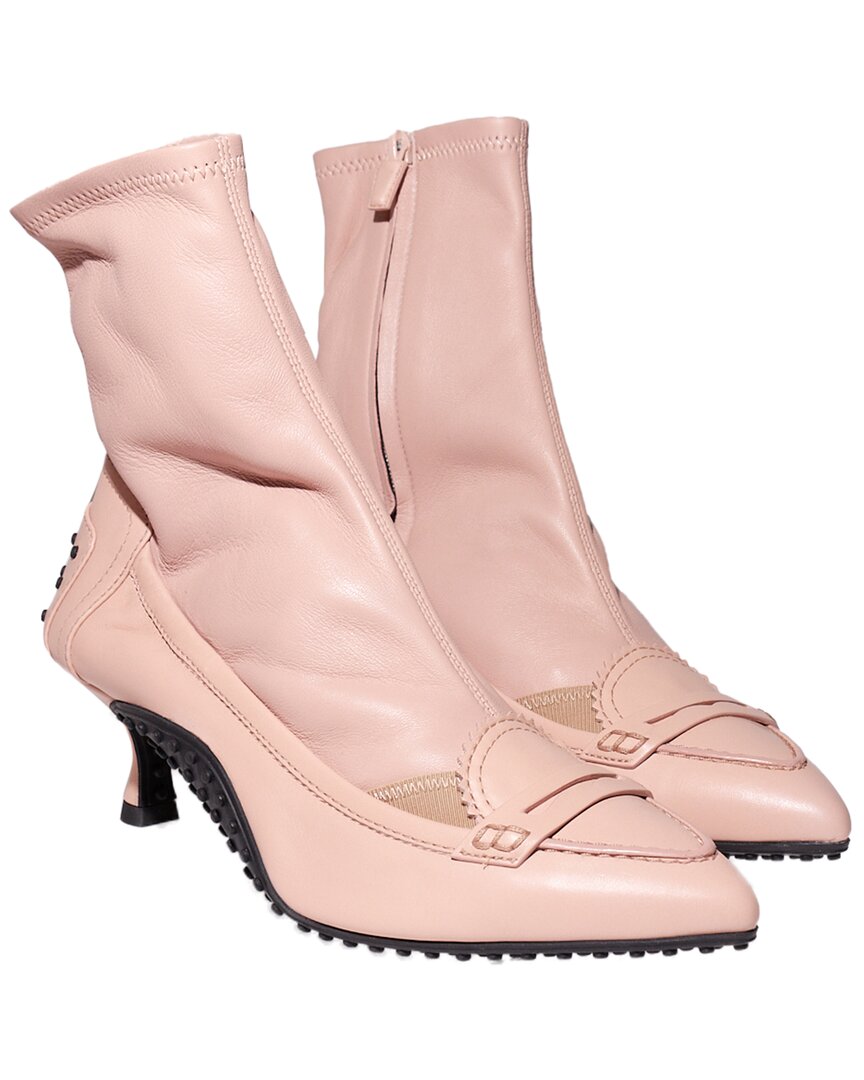 Tod's Leather Bootie In Pink