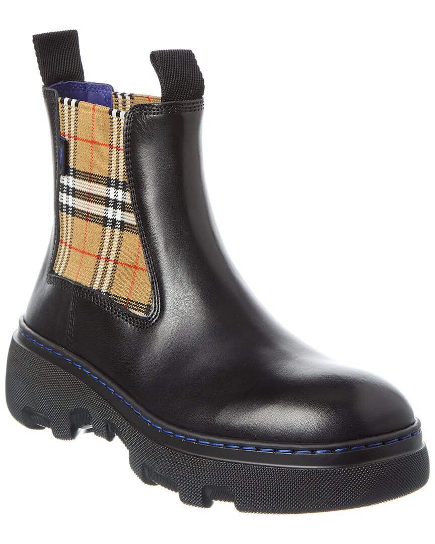 Burberry Leather Chelsea Boot In Black