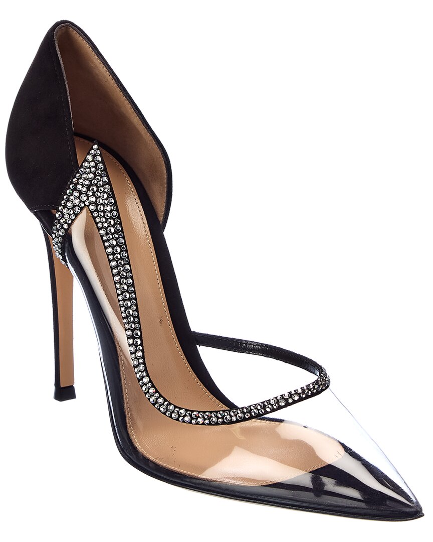 Gianvito Rossi Leif 105 Suede & Vinyl Pump In Black