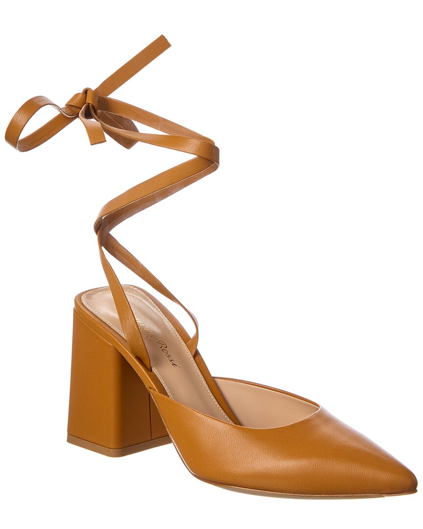 Shop Gianvito Rossi 85 Leather Pump In Brown