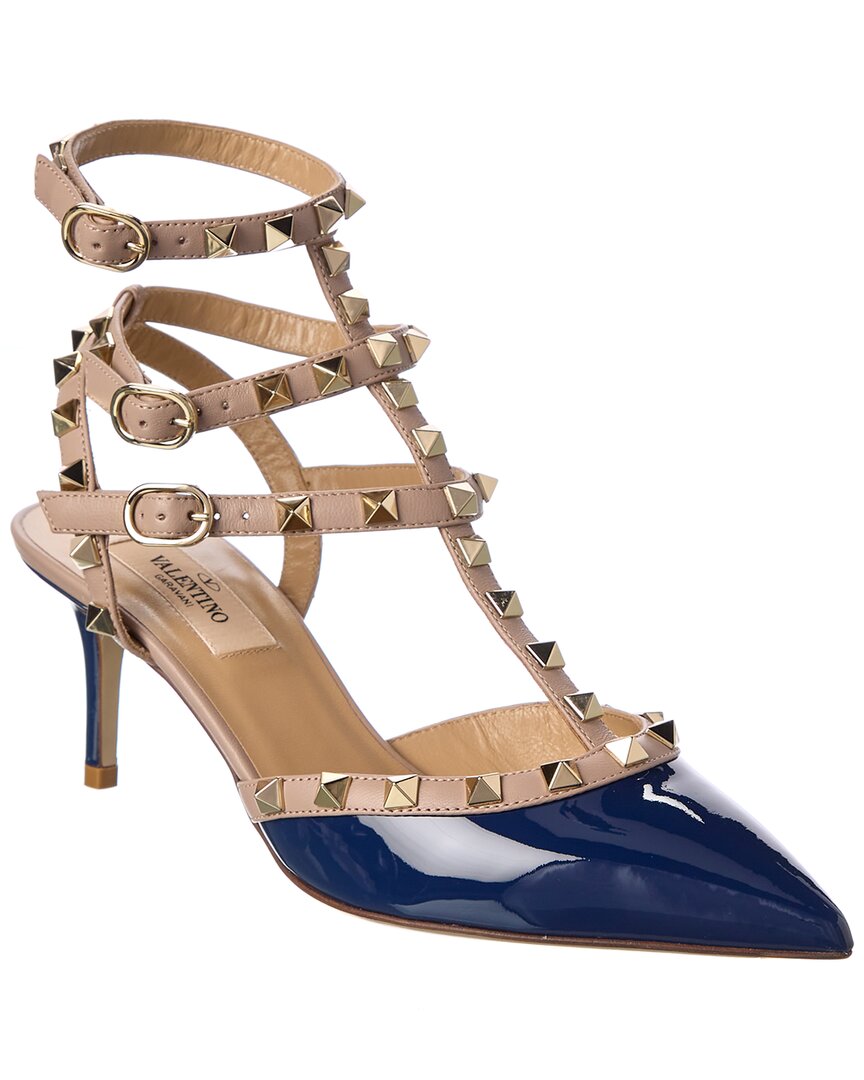 Valentino Garavani Rockstud Caged Patent Ankle In Blue | ModeSens