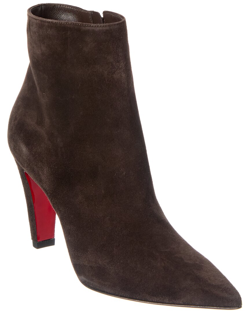 Christian Louboutin Vibella Pointed Toe Bootie In Brown