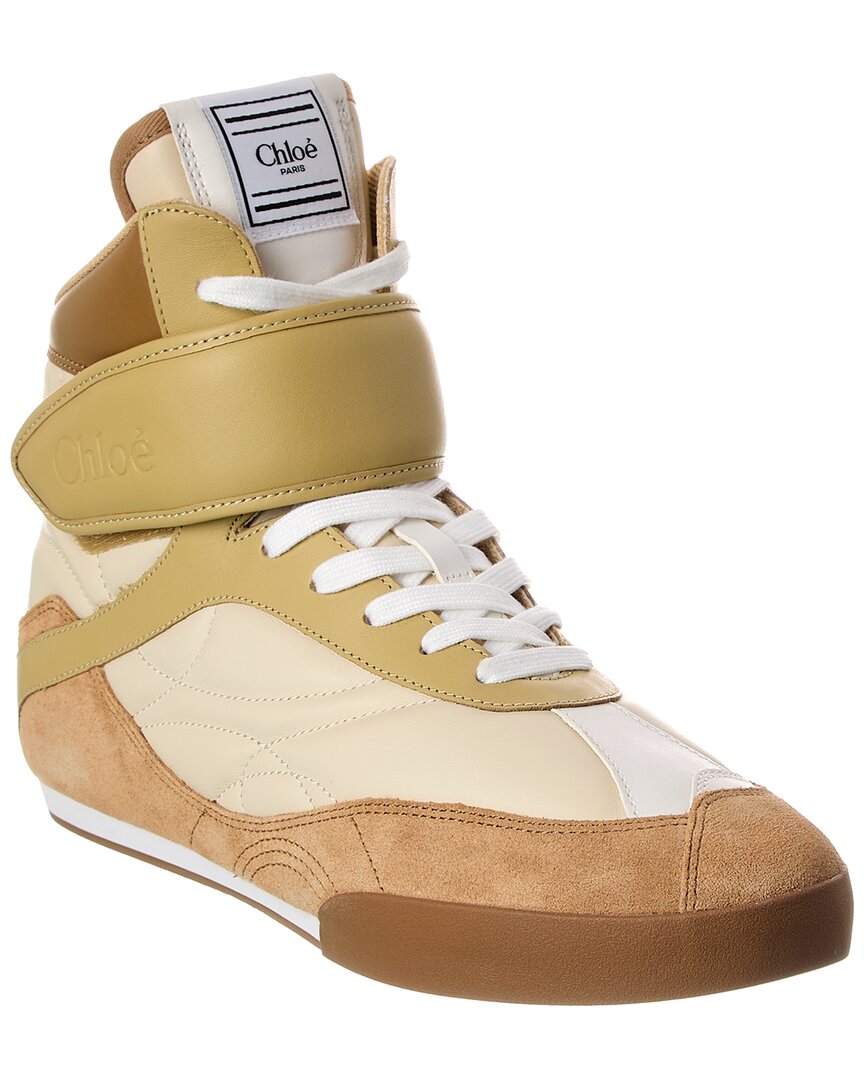Chloé Kick Leather & Suede High-top Sneaker In Brown
