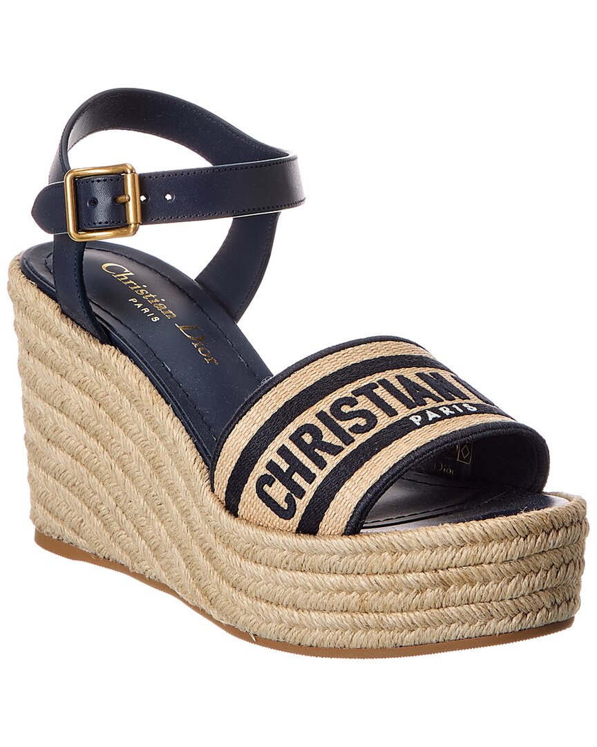 Dior Dway Leather Wedge Sandal In Blue
