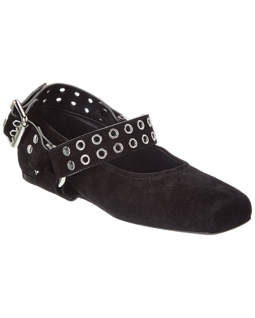 Alaïa Biker Suede Ballet Flat In Black