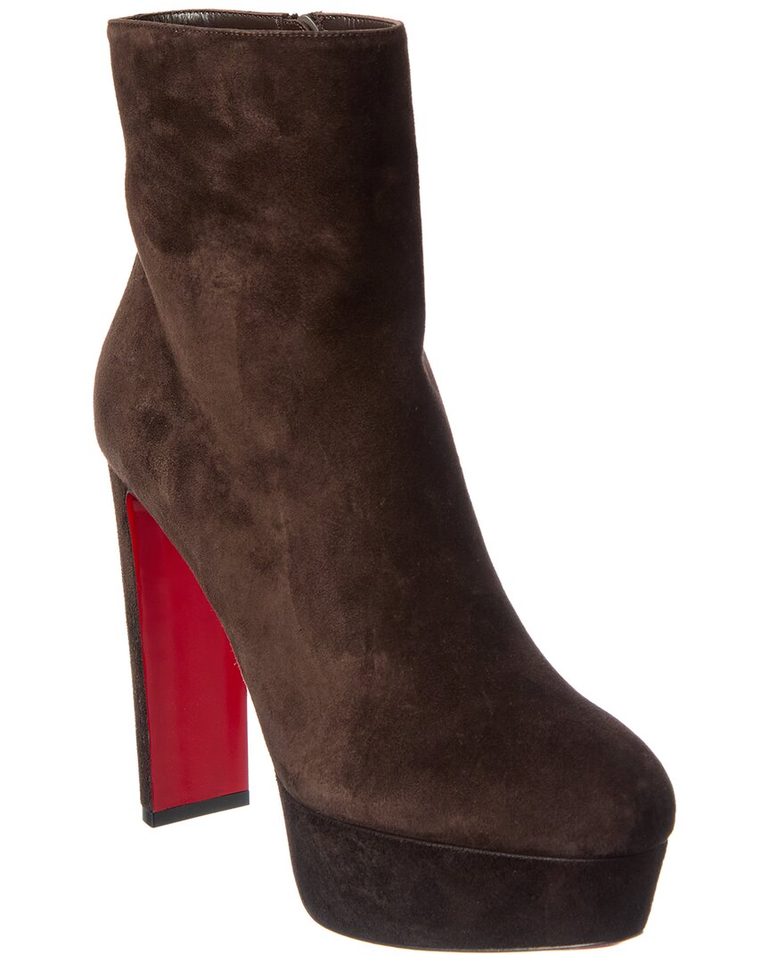 Christian Louboutin Loo 130 Suede Bootie In Brown