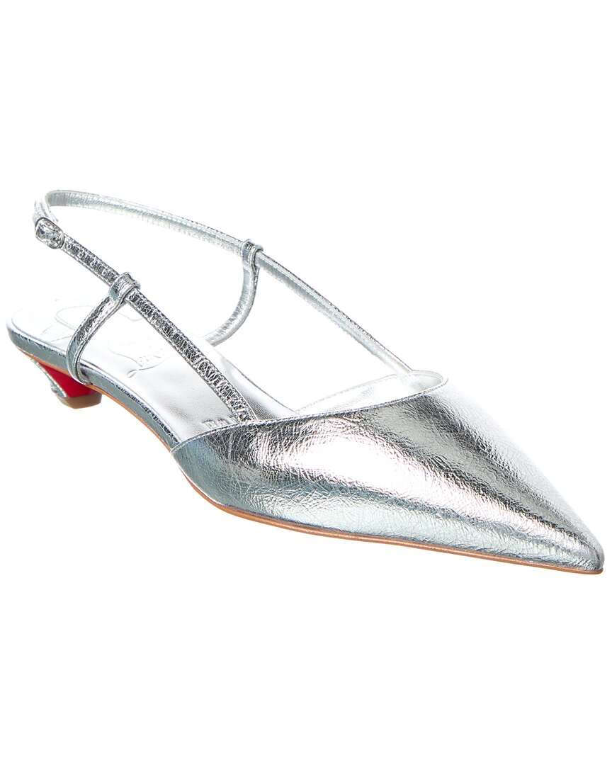 Christian Louboutin Miss Z Slingina 25 Leather Slingback Pump In Silver