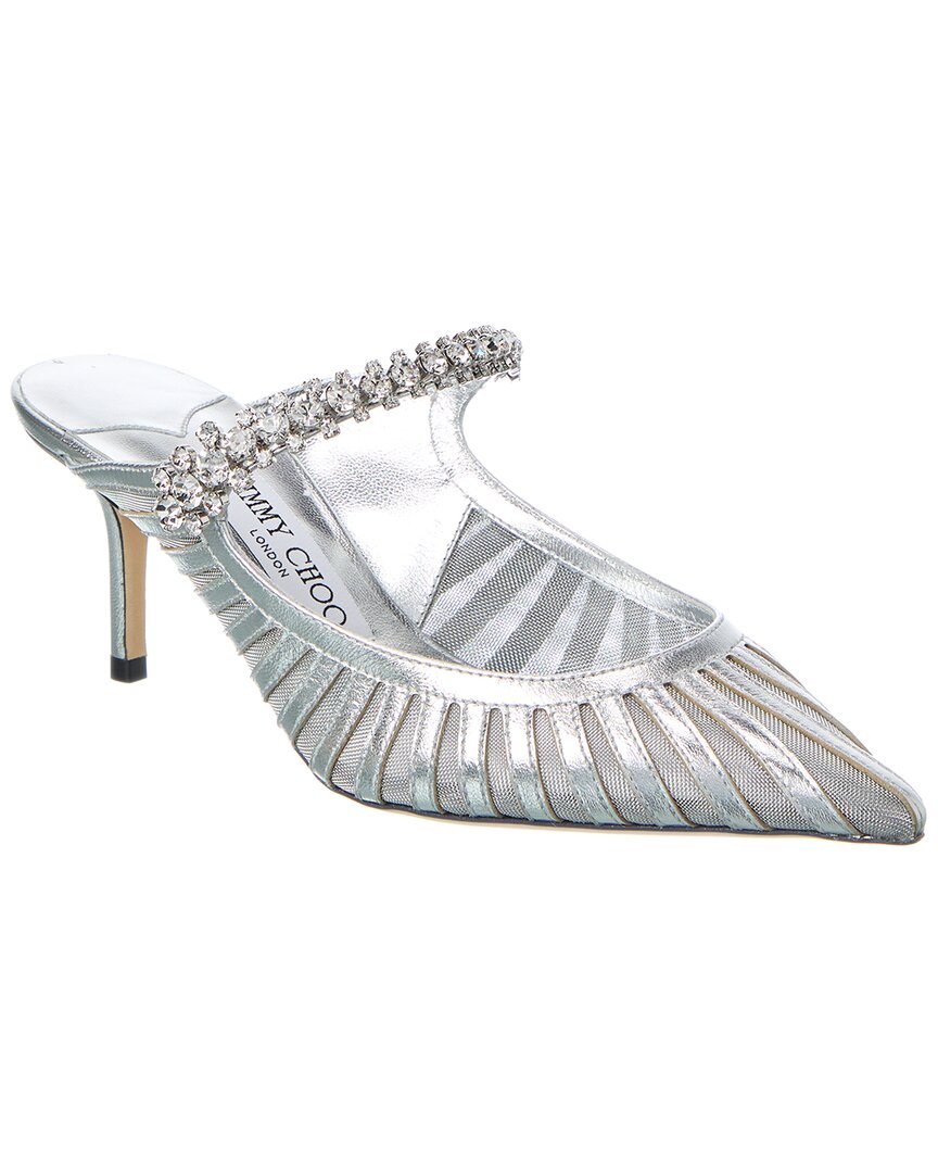 Jimmy Choo Bing 65 Leather & Mesh Pump In Silver