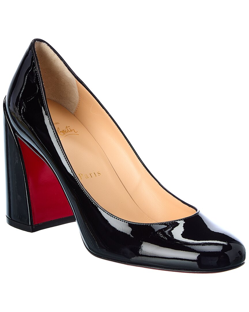Christian Louboutin Cadrilla Patent Block-heel Red Sole Pump In Black
