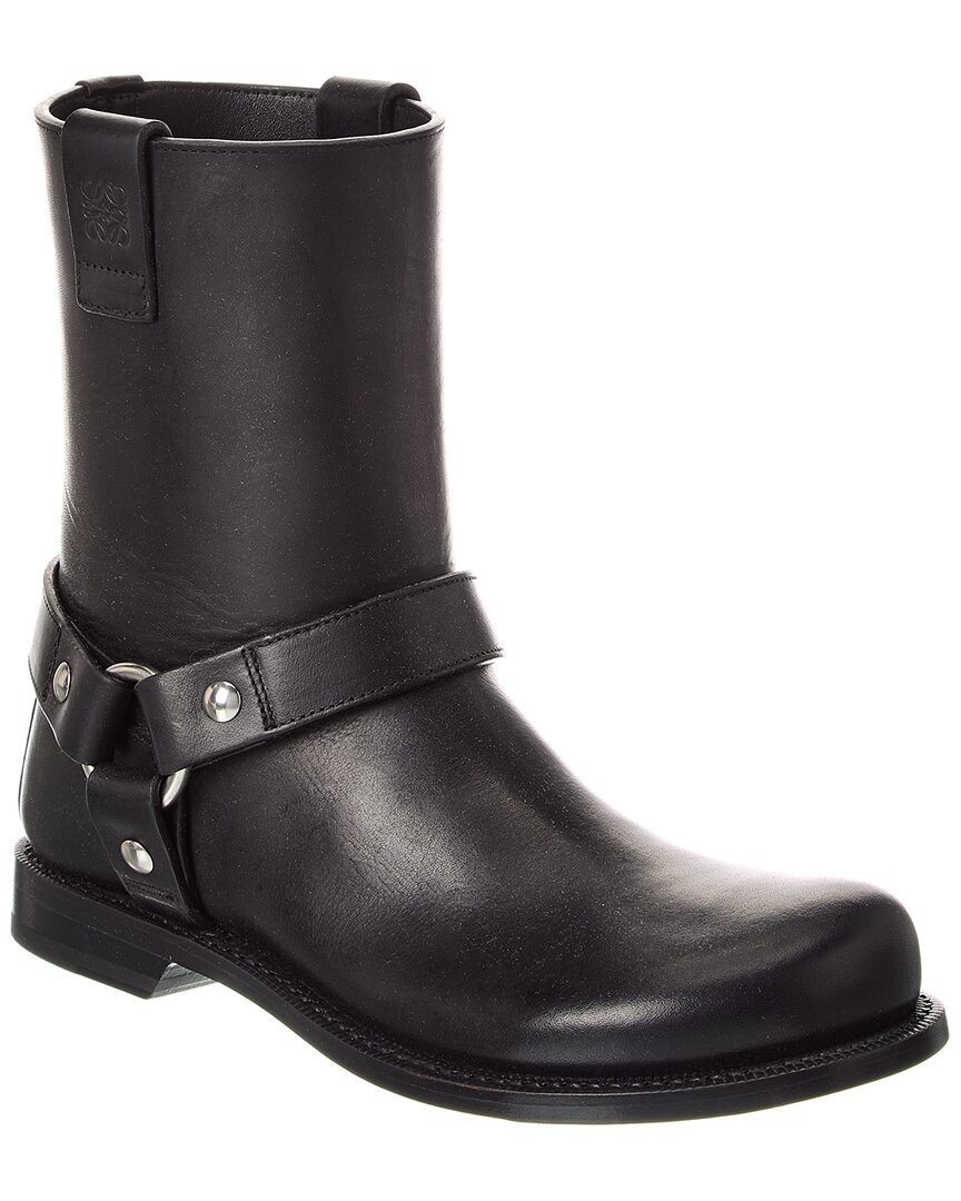 Loewe Campo Leather Biker Boot In Black