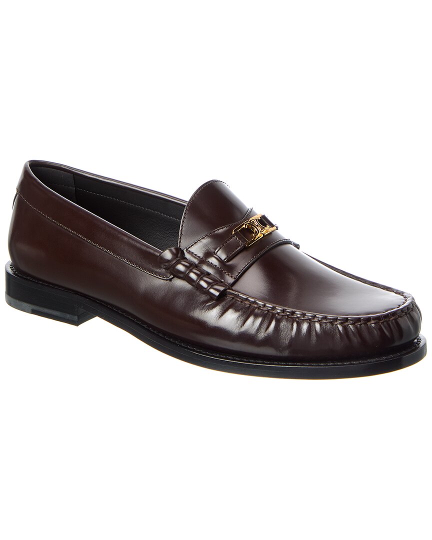Celine Luco Leather Loafer In Brown