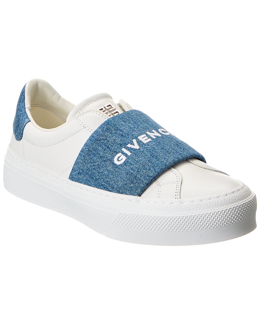 Givenchy City Sport Denim Leather Sneaker In White