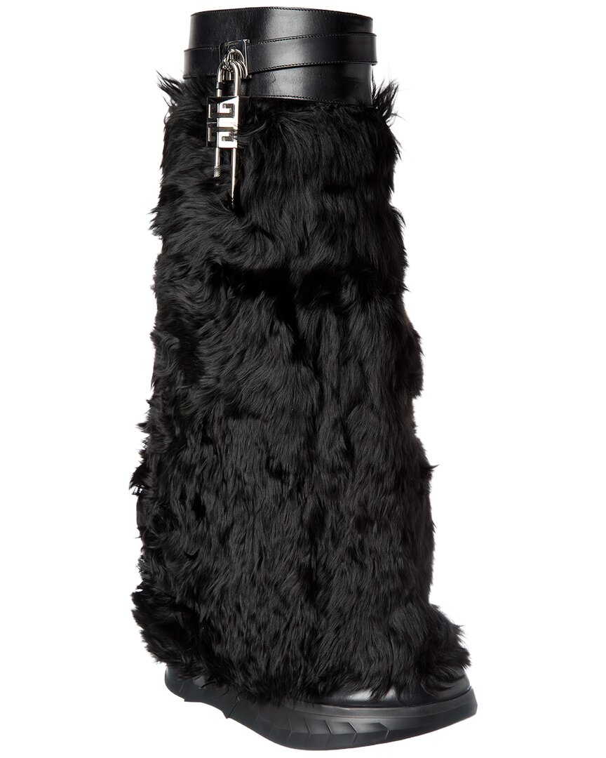 Givenchy Dnu Inv Shark Lock Leather Biker Boot In Black