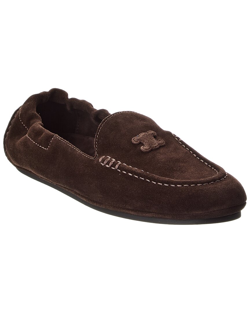 Celine Adam Suede Loafer In Brown
