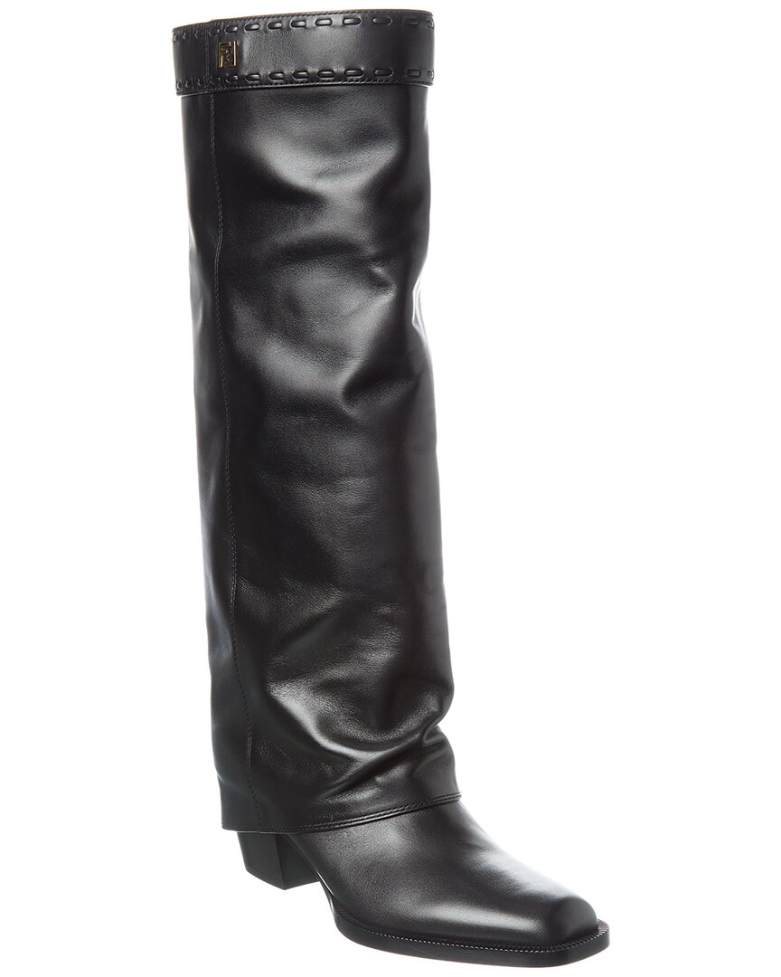 Fendi Show Leather Knee-high Boot In Animal Print