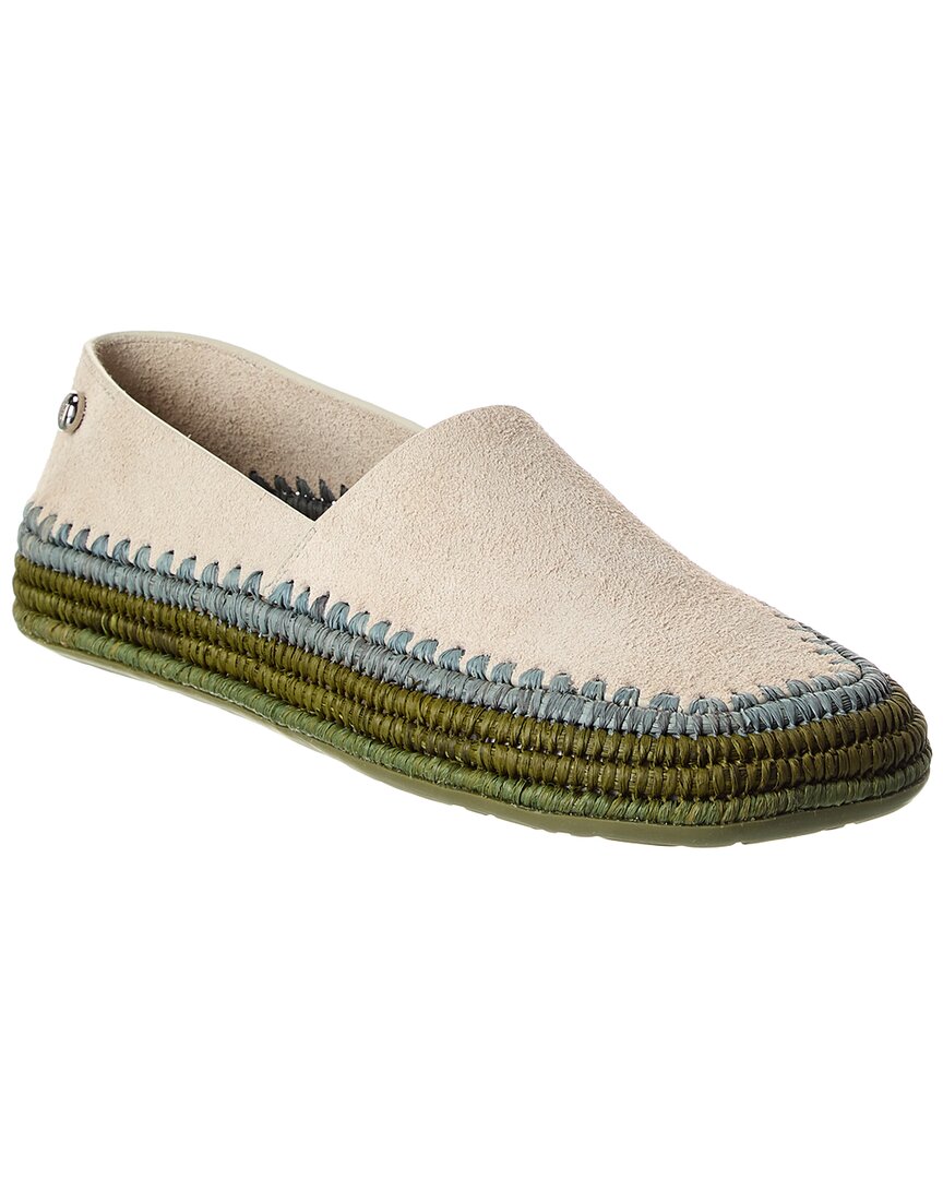 Loewe Rio Suede & Raffia Slipper In Multi