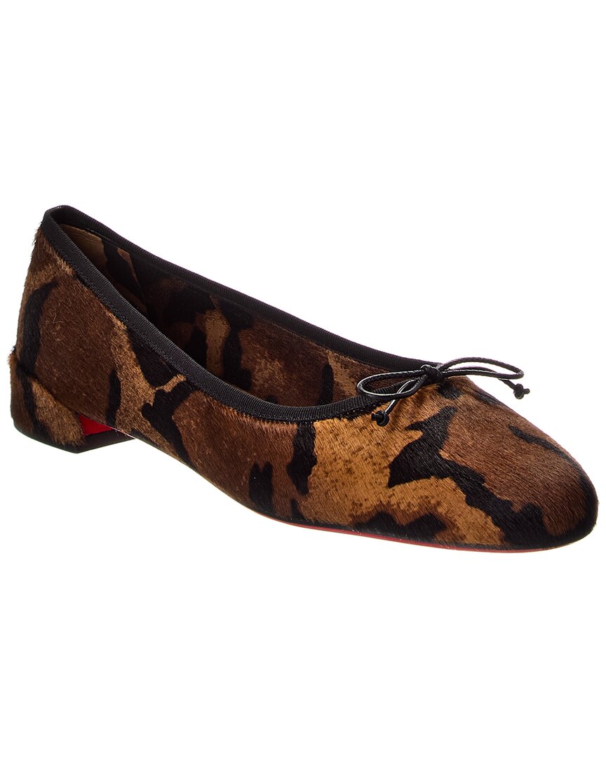Christian Louboutin Sweetie Jane Haircalf Ballerina Flat In Brown