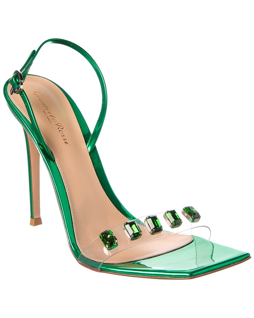 Gianvito Rossi 115mm Crystal-embellished Metallic Sandals In Green