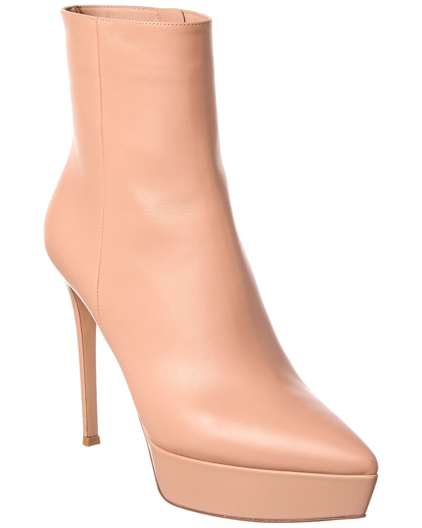 Gianvito Rossi Dasha 85 Leather Platform Bootie In Pink