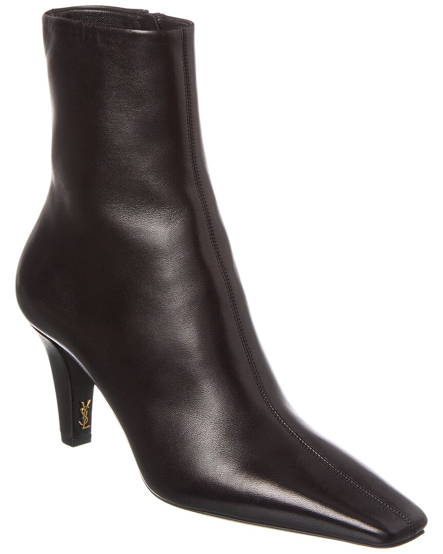 Saint Laurent Jill 75 Leather Bootie In Brown