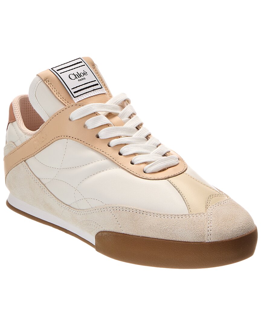 Chloé Multicolor Kick Leather And Suede Sneakers In Nude