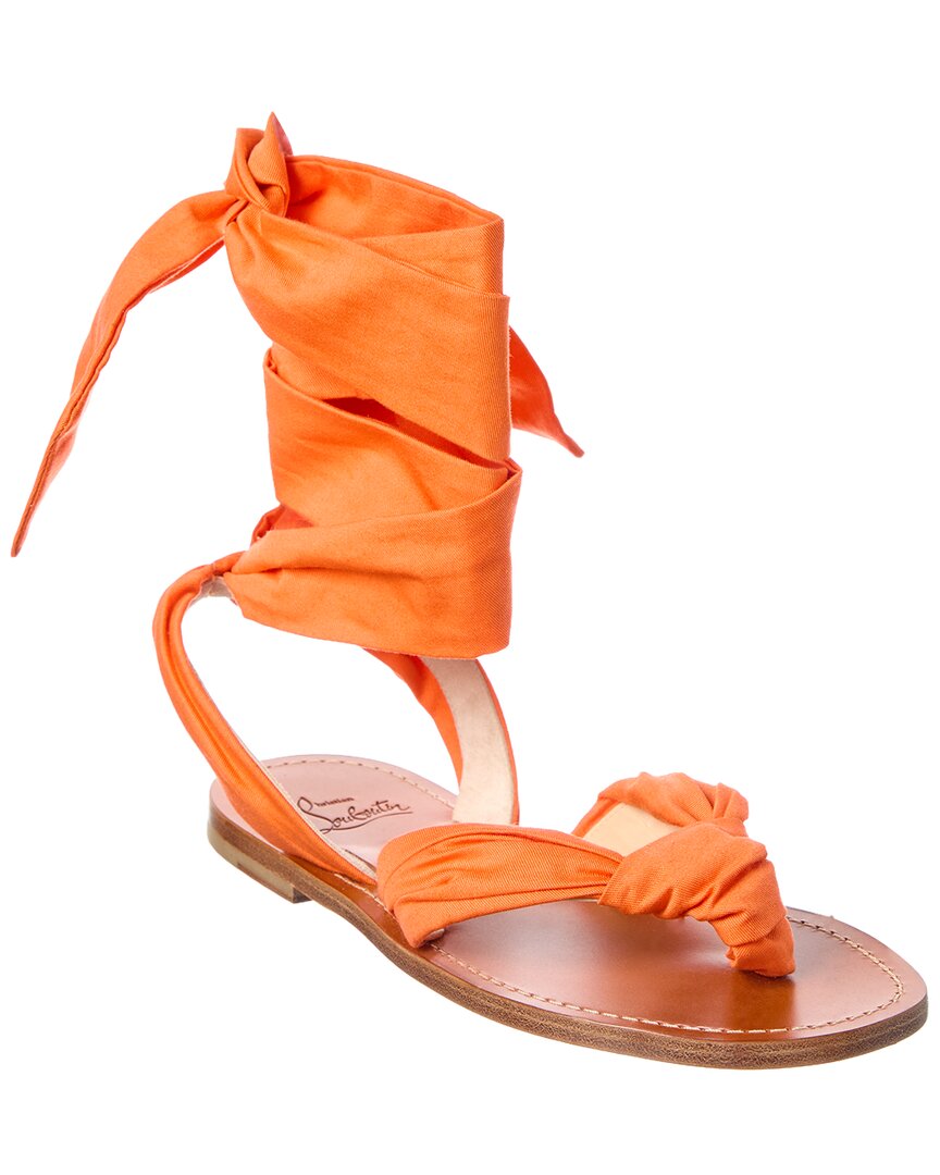 Christian Louboutin Niloo Du Desert Canvas Sandal In Orange