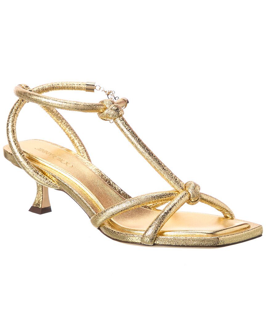 Jimmy Choo Fort 50 Leather Sandal In Gold