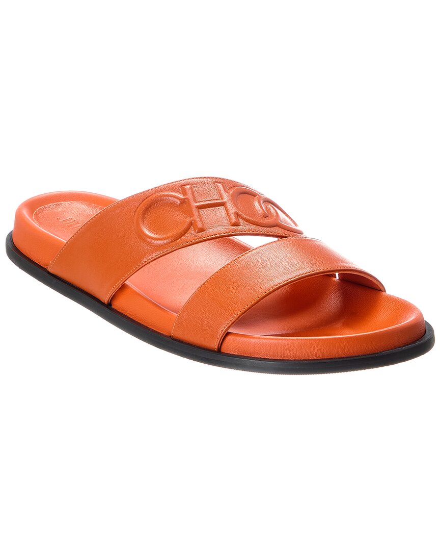 Jimmy Choo Choo Leather Slide In Orange