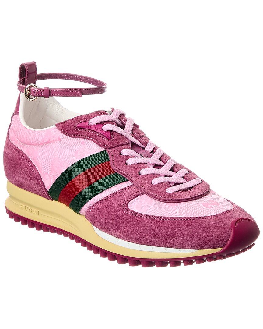 Gucci Re-motion Gg Nylon & Suede Sneaker In Pink