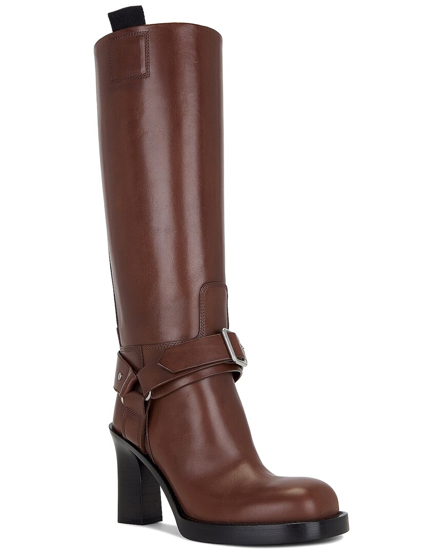 Burberry Stirrup Leather High Boot In Brown