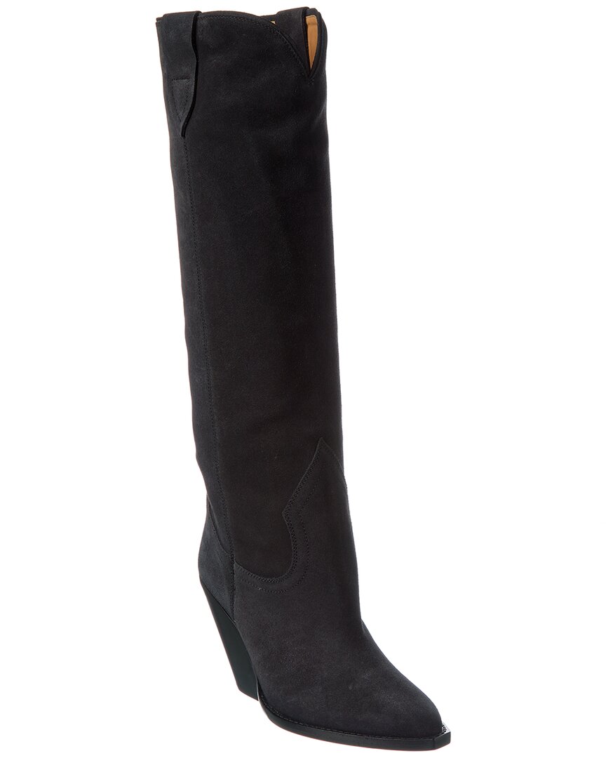 Isabel Marant Lomero Suede Knee-high Boots In Black