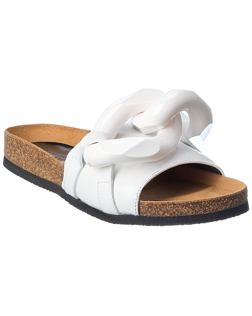 Shop Jw Anderson Chain Leather Slide In White