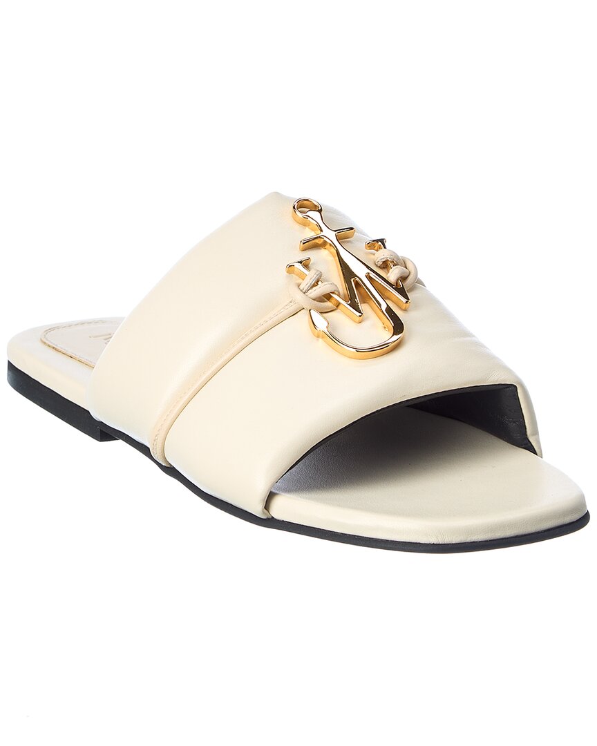 Shop Jw Anderson Anchor Logo Leather Sandal In White