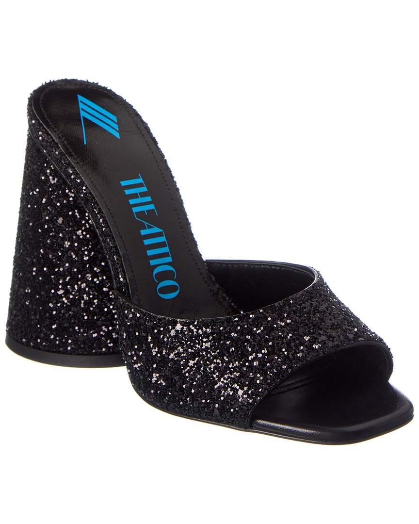 Attico Luz 105mm Glitter-embellished Sandals In Black
