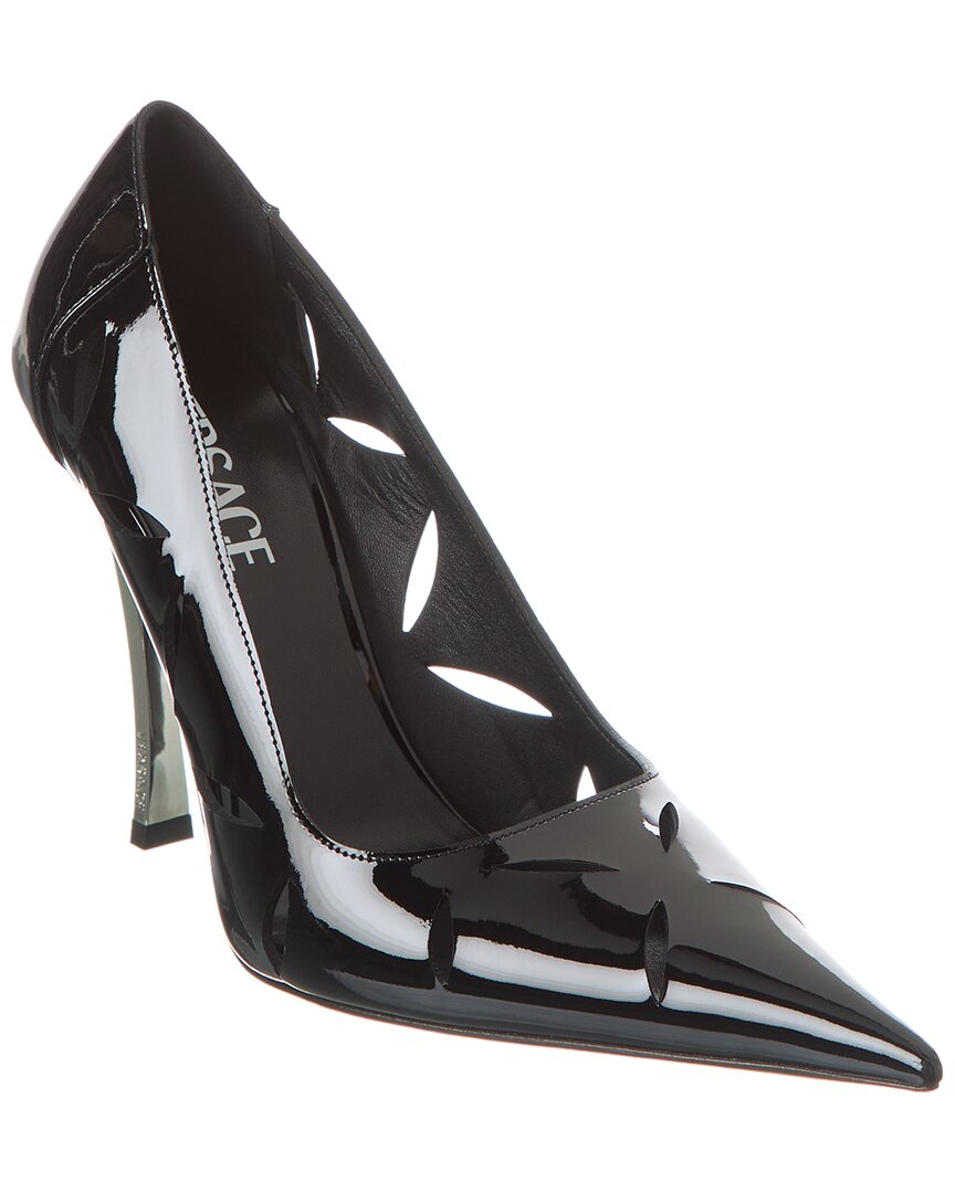 Shop Versace Pin-point Patent Pump In Black