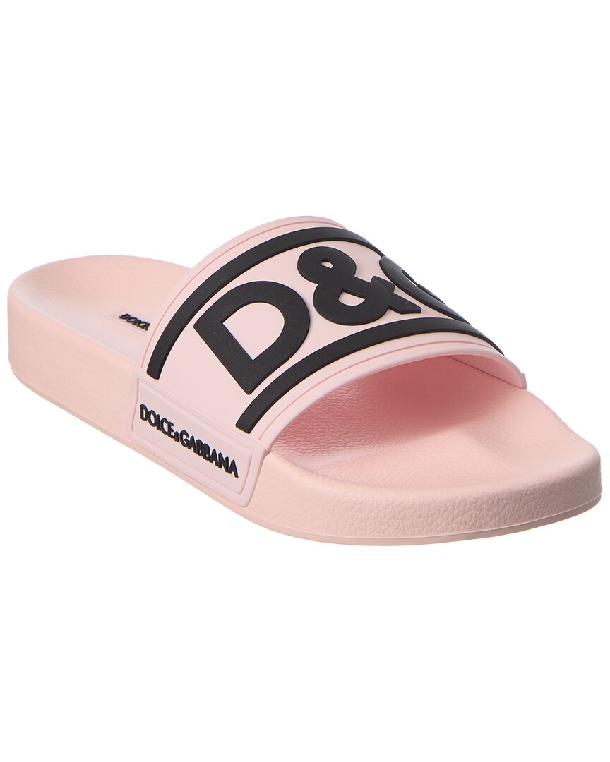 Dolce & Gabbana Logo Rubber Slide In Pink