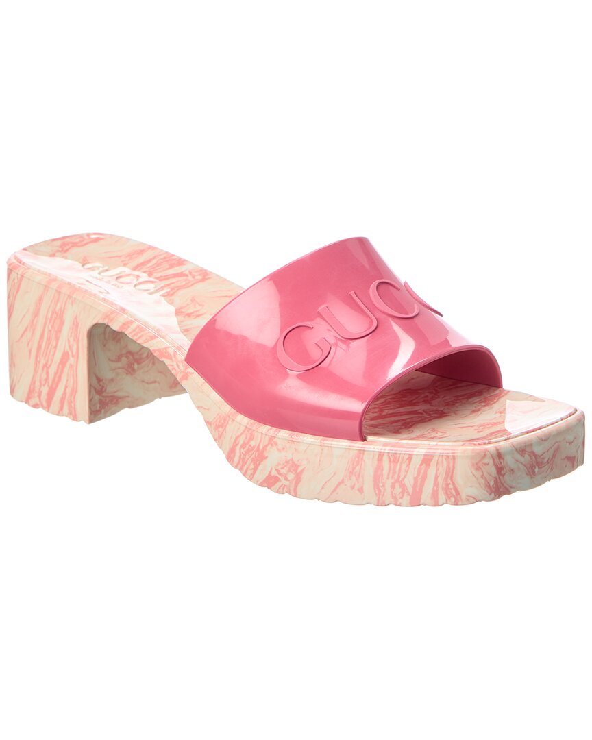 Gucci Rubber Platform Sandal In Pink