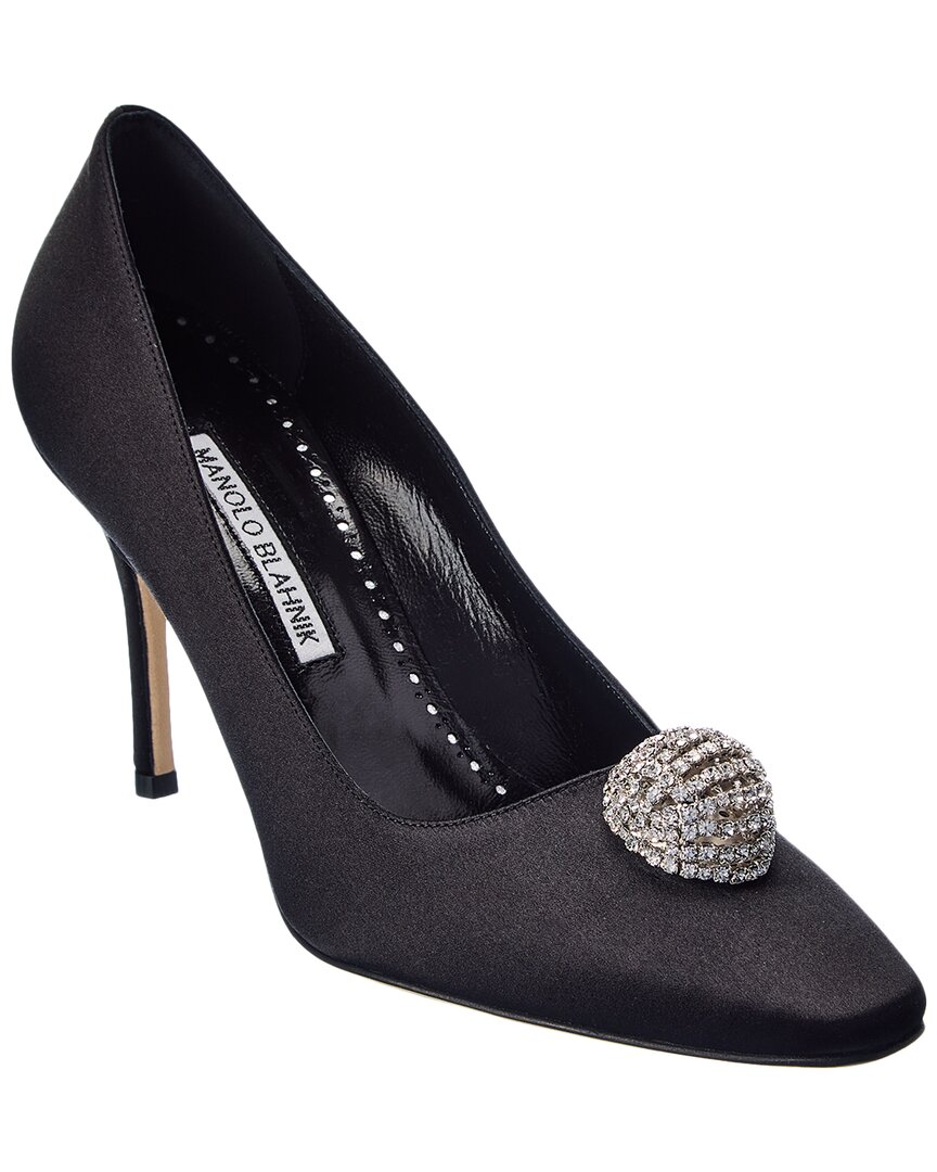 Manolo Blahnik Elbolita 90 Satin Pump In Black