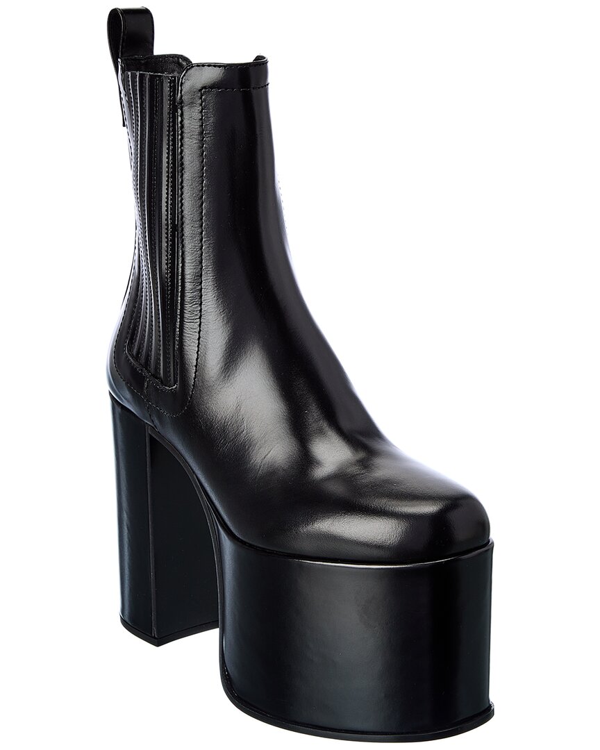 Valentino Roman Stud 125 Leather Platform Bootie In Black