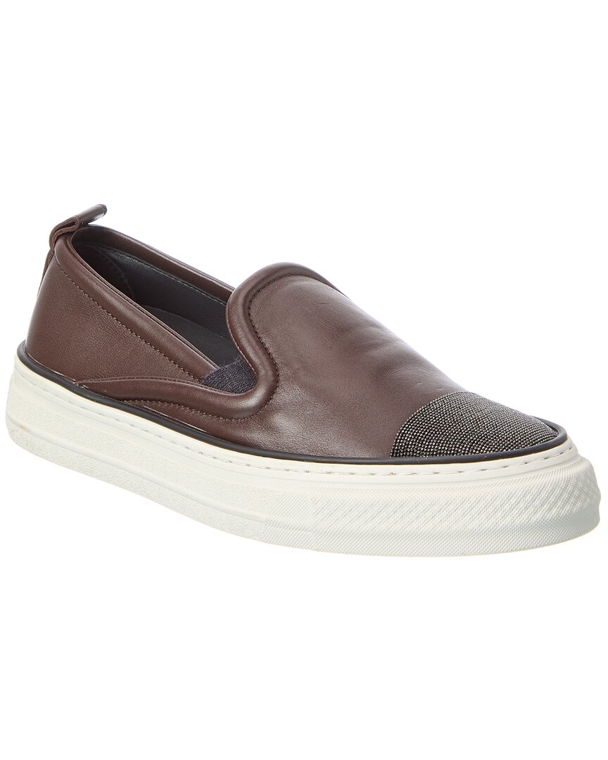 Brunello Cucinelli Leather Loafer In Animal Print