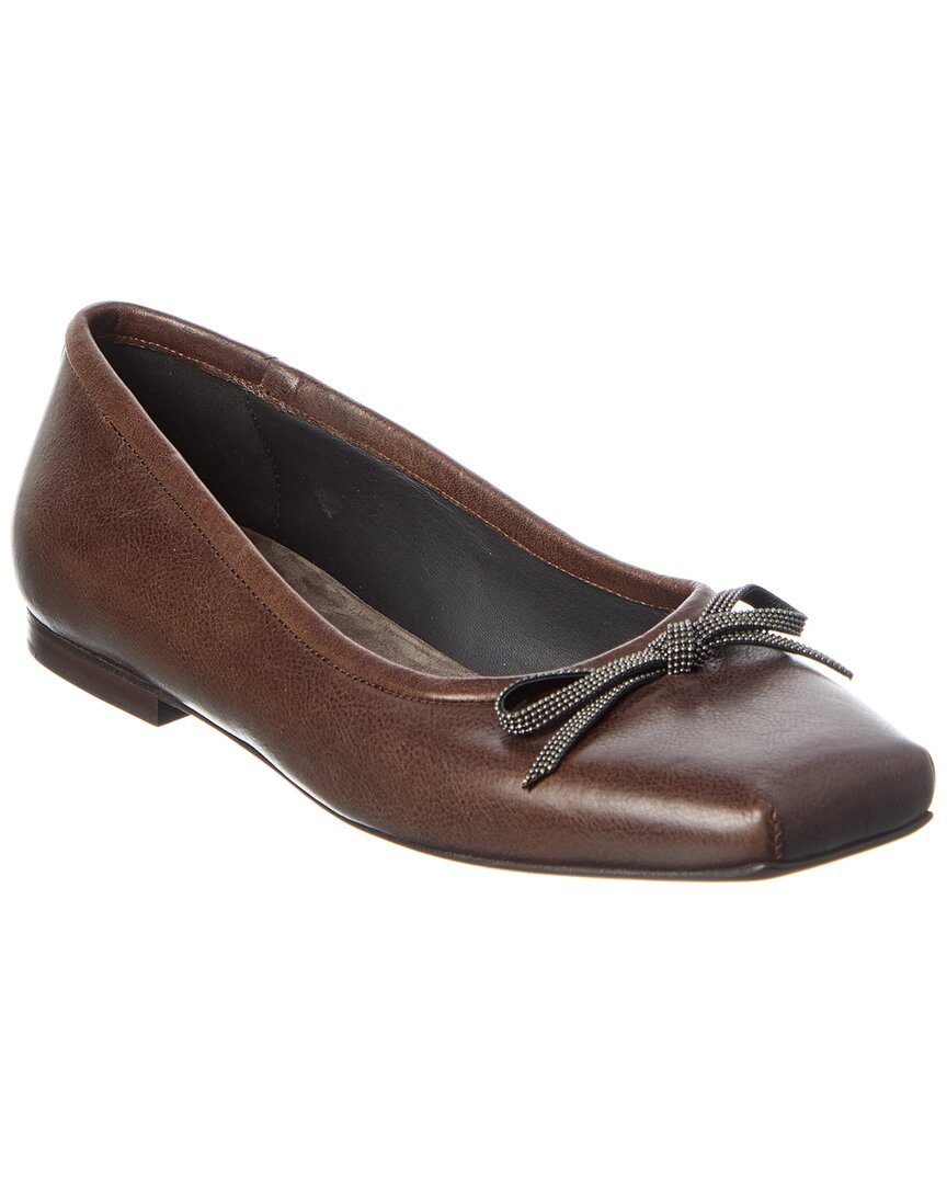 Brunello Cucinelli Leather Flat In Brown
